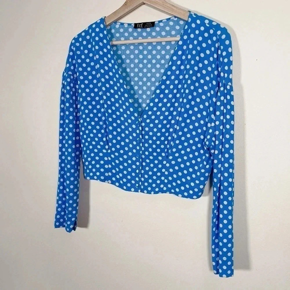 🌟✨2 for $30✨🌟 ZARA  | POLKA DOT BLUE CROP TOP - Picture 6 of 16